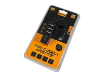 Хаб Type-C 3.1 P-3101 4x USB-A 2.0 480Mbps USB-A 3.1 10Gbps чорний пластик LEDUA