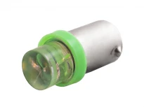 Светодиодная автолампа BA9S 1LED 8mm вогнутая зеленая 12V 23x11мм LEDUA