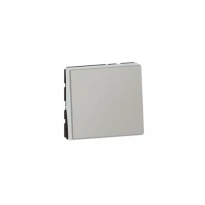 Выключатель кнопочный 2 модуля 6А 250V MOSAIC NEW 079240L алюминий Legrand