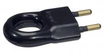 Чорна електрична вилка з кільцем 2К 6А 50163 Legrand