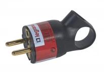 Черная штепсельная вилка с кольцом 2К+З 50194 Legrand
