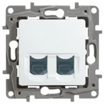 Механизм розетки компьютерной RJ45 категории 5е UTP двойной белый 672255 Legrand Etika