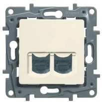 Механизм розетки компьютерной RJ45 категории 5е UTP двойной слоновая кость 672355 Legrand Etika