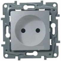 Механизм розетки (2К) 16A со шторками 672434 алюминий Legrand Etika