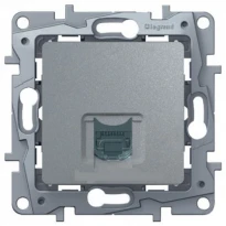 Механизм розетки компьютерной RJ45 категории 5е UTP одинарной алюминий 672441 Legrand Etika