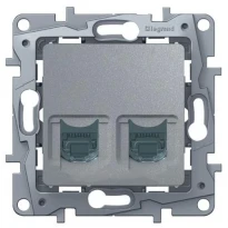 Механизм розетки компьютерной RJ45 категории 5е UTP двойной алюминий 672455 Legrand Etika