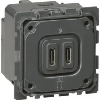 Розетка з двома USB-роз'ємами тип C + тип C 240V/5V 3000mA Celiane 67466 Legrand
