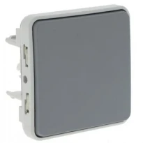 Прохідний вимикач 1-клавішний IP55 сірий 69511 Legrand Plexo