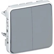 Прохідний вимикач 2-клавішний IP55 сірий 69525 Legrand Plexo