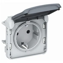 Розетка із заземленням (2К+З) IP55 сіра 69571 Legrand Plexo