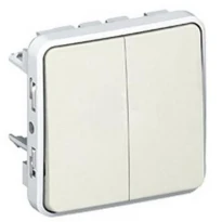 Прохідний вимикач 2-клавішний IP55 білий 69625 Legrand Plexo