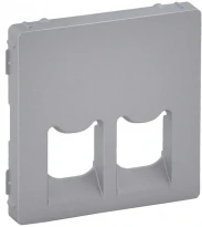 Лицевая панель информационной RJ11+RJ45 розетки алюминий 755422 Legrand Valena Life