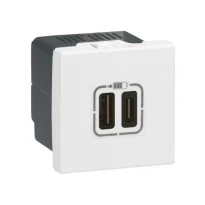 Розетка USB-C+USB-A 3A 15W 2 модуля MOSAIC 77592 белый Legrand