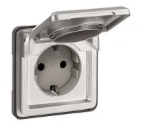 Розетка электрическая с крышкой IP55 IK10 Soliroc алюминий 77835 Legrand