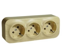 Розетка тройная (3х2К+З) со шторками под дерево 782288 Legrand Forix (Quteo)