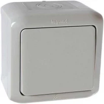 Выключатель кнопочный 1-клавишный IP44 серый 782384 Legrand Forix (Quteo)
