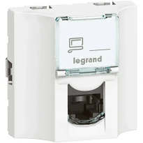 Механизм розетки компьютерной проходной RJ45 категории 6 FTP двухмодульный белый 78623 Legrand Mosaic