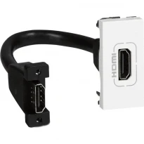 Механизм мультимедийной HDMI-розетки со шнуром белый 78778 Legrand Mosaic