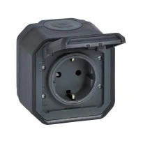 Розетка 2К+С з гвинтовими клемами накладна Антрацит IP55 IK08 069783L PLEXO LEGRAND