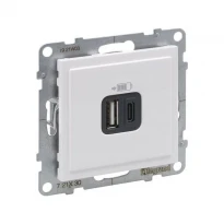 Розетка USB Тип А+C 12Вт+15Вт 5В білий IK04 IP40 721130 Suno Legrand