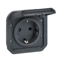 Розетка 2К+С з гвинтовими клемами механізм Антрацит IP55 IK08 069839L PLEXO LEGRAND