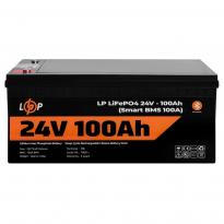 Акумулятор LP LiFePO4 для ДБЖ 24V (25,6V) 100Ah (2560Wh) (Smart BMS 100А) з BT пластик 20200 LogicPower