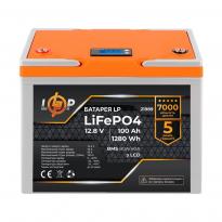 Аккумулятор LP LiFePO4 LCD 12V (12,8V) 100Ah (1280Wh) (BMS 80A/40А) пластик 21989 LogicPower