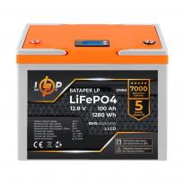 Аккумулятор LP LiFePO4 12V (12,8V) 100Ah (1280Wh) (BMS 80A/40А) пластик LCD для ИБП 21990 LogicPower