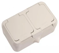 Розетка подвійна з кришкою біла 18354 вологозахисна серія IP44 Makel
