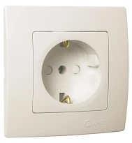Розетка с заземлением и шторками белая 32001058 Lillium Natural Kare Makel