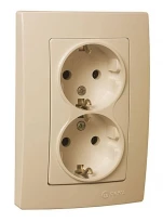 Розетка подвійна із заземленням (новий дизайн) кремова 32010057 Lillium Natural Kare Makel