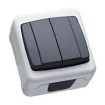 Выключатель 2-клавишный серый 37064003 влагозащитная серия IP44+ Makel