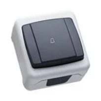 Кнопка звонка серая 37064050 влагозащитная серия IP44+ Makel