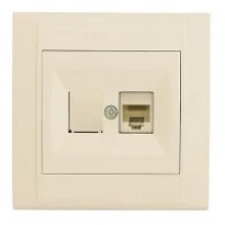 Розетка компьютерная cat6+гнездо кремовая 42010135 Defne Makel