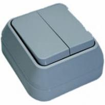Выключатель 2-клавишный серый 45003 внешняя серия Makel