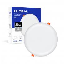 Светодиодный светильник врезной-накладной SP 2in1 30W 4100K IP20 круг белый 1-GSP-3041-RS Global