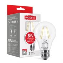 Светодиодная лампа Эдисона Filament 1-LED-566 А60 E27 8W 4100K 220V Maxus