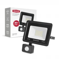 Светодиодный прожектор с датчиком движения FL-04 30W 5000K IP65 sensor черный 1-MFL-04-3050s Maxus