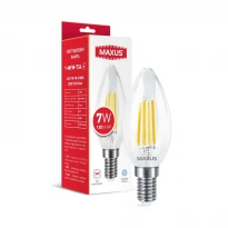 Лампа светодиодная филаментная C37 FM 7W 4100K 220V E14 Clear 1-MFM-734 Maxus