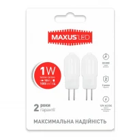 Светодиодная лампа 2-LED-205 JC G4 1W 3000K 12V (по 2 шт.) Maxus