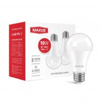 Світлодіодна лампа A60 10W 4100K 220V E27 (2 шт) 2-LED-776 Maxus