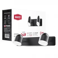 Светодиодный спотовый светильник MSL-01W 2x4W 4100K черный 2-MSL-10841-WB Maxus