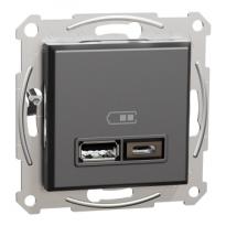 Розетка USB тип А+С 2.4А Asfora антрацит EPH2700371 Schneider Electric