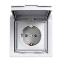 Розетка (2К+З) 16A с крышкой и шторками белая IP44 EPH3100321 Schneider Electric Asfora