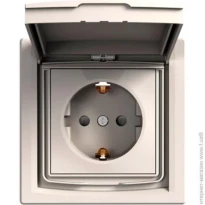 Розетка (2К+З) 16A с крышкой и шторками слоновая кость IP44 EPH3100323 Schneider Electric Asfora