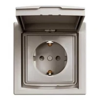Розетка (2К+З) 16A с крышкой и шторками бронза IP44 EPH3100369 Schneider Electric Asfora