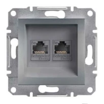 Механизм розетки компьютерной RJ45 категории 5e UTP двойной сталь EPH4400162 Schneider Electric Asfora