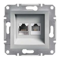 Механизм розетки информационной RJ11+RJ45 категории 5e UTP алюминий EPH4900161 Schneider Electric Asfora