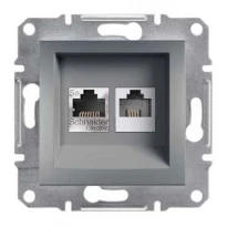 Механизм розетки информационной RJ11+RJ45 категории 5e UTP сталь EPH4900162 Schneider Electric Asfora