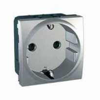 Механізм розетки 2К+З із шторками 16А 2-мод. алюміній MGU3.037.30 Schneider Electric Unica